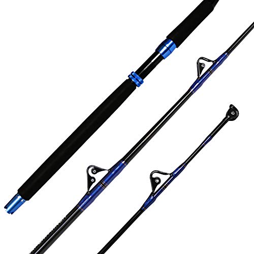 Fiblink 1-Piece Saltwater Offshore Trolling Rod Conventional Boat Rod Roller Fishing Pole(6-Feet, 30-50lb/50-80lb/80-120lb) (30-50-Pound)