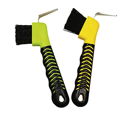 Weilan 2PCS Horse Hoof Pick Brush with Deluxe Soft GripTouch Rubber Handle,Partrade Hoofpick,Random Colors