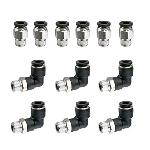 Hamineler 12 PCS Straight Push Quick Release Connectors, Push to Connect Tube Fitting Tube Quick Connect Fittings 1/8inch NPT Thread 1/4inch Tube OD