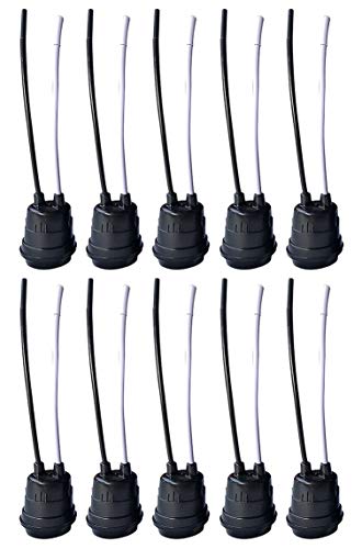 ICC Lite Waterproof Black Pigtail Lamp Socket (10 Pack 14AWG)