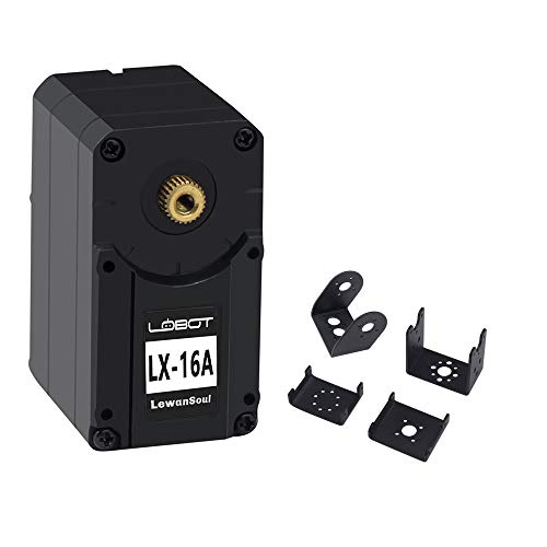 LX-16A Full Metal Gear Serial Bus Servo with 17kg High Torque, Real-Time Feedback, Dual Ball Bearing for RC Robot Arm(240 Degree) (LX-16A with Brackets)