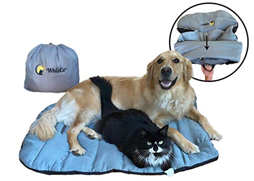 WhizCo Travel Pet Bed, Outdoor, Portable, Packable, Washable and Lightweight | for Camping, Hiking, Doggy Daycare- Compact, Built in Bag for Dog and Cat