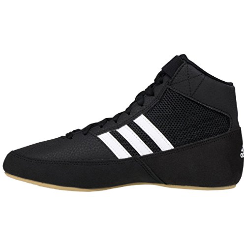 adidas Men's HVC Wrestling Shoe, Black/White/Iron Metallic, 11