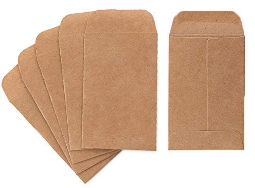 Coin and Small Parts Envelopes 100 Pack 2.25'x 3.5' with Gummed Flap for Homes and Office Use (100 Pack)