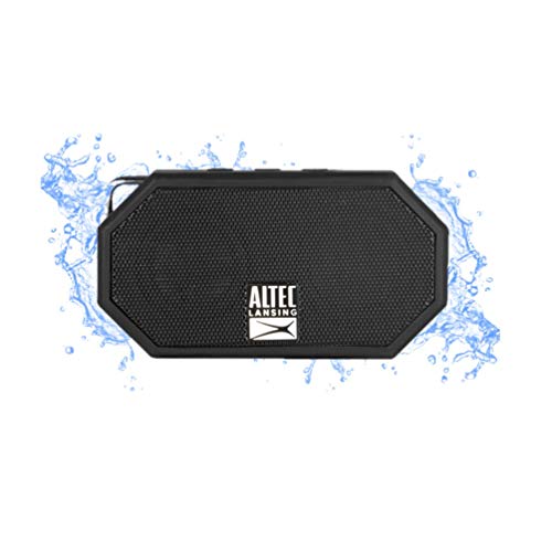 Altec Lansing Mini H2O - Wireless, Bluetooth, Waterproof Speaker, Floating, IP67, Portable Speaker, Strong Bass, Rich Stereo System, Microphone, 30 ft Range, Lightweight, 6-Hour Battery, (Black)