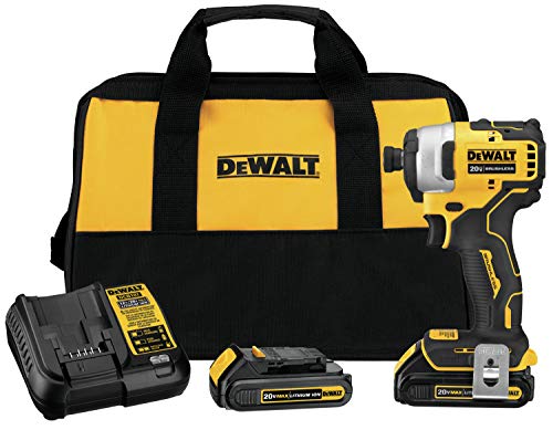 DEWALT DCF809C2 Atomic 20V Max Lithium-Ion Brushless Cordless Compact 1/4 In. Impact Driver Kit W/ 2 Batteries