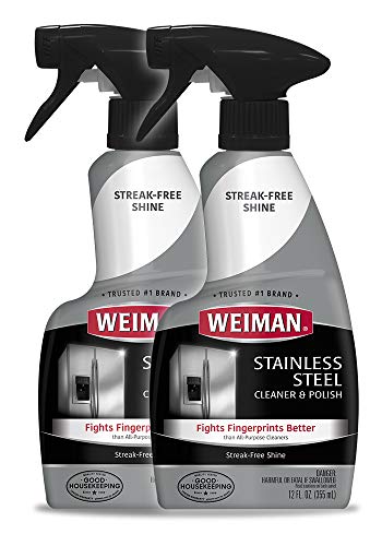Weiman Stainless Steel Cleaner and Polish - 12 Ounce (2 Pack) - Removes Fingerprints, Residue, Water Marks and Grease from Appliances - Refrigerators Dishwashers Ovens Grills - 24 Ounce Total