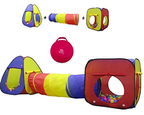 Kiddey 3pc Kids Play Tent Crawl Tunnel and Ball Pit Set – Durable Pop Up Playhouse Tent for Boys, Girls, Babies, Toddlers & Pets – for Indoor & Outdoor Use, with Carrying Case, -Great