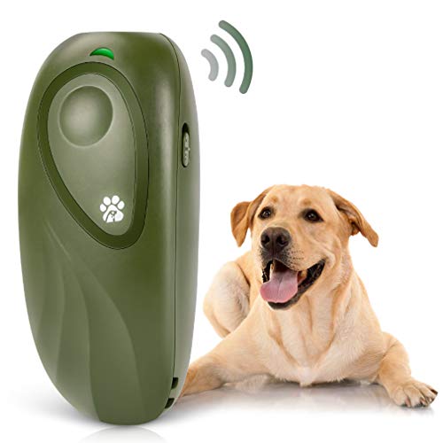 WHATOOK Anti Barking Control Device, Ultrasonic Dog Bark Deterrent, 2 in 1 Dog Training Aid Repellents with 16.4 Ft Range, Anti-Static Wrist Strap LED Indicate Walk a Dog Outdoor Safe, Green
