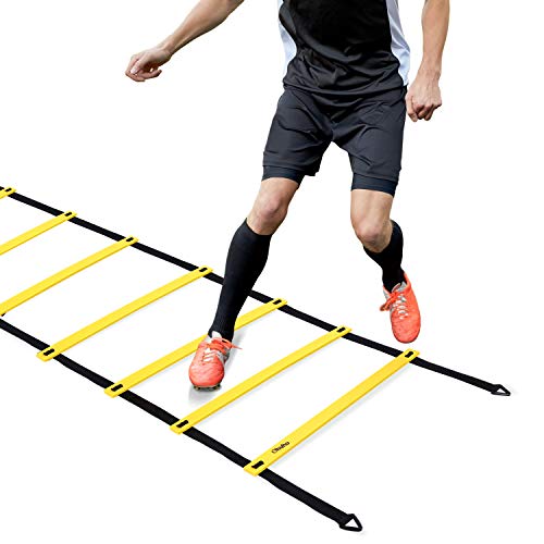 Ohuhu Agility Ladder Speed Training Exercise Ladders for Soccer Football Boxing Footwork Sports Speed Agility Training with Carry Bag 20ft 12 Rung Yellow