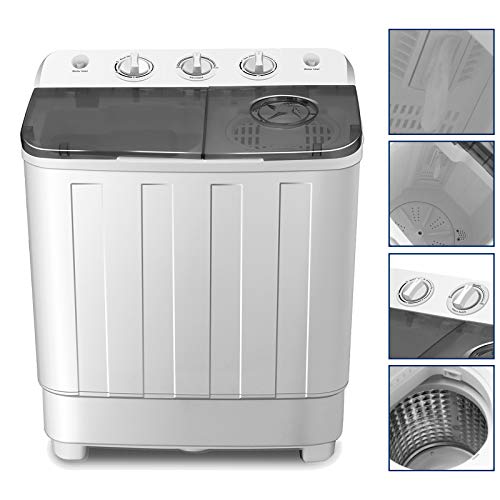 Portable Washing Machine 17lbs Compact Twin Tub Washer and Dryer Combo for Apartments,Dorms,RV's,College Rooms,Camping