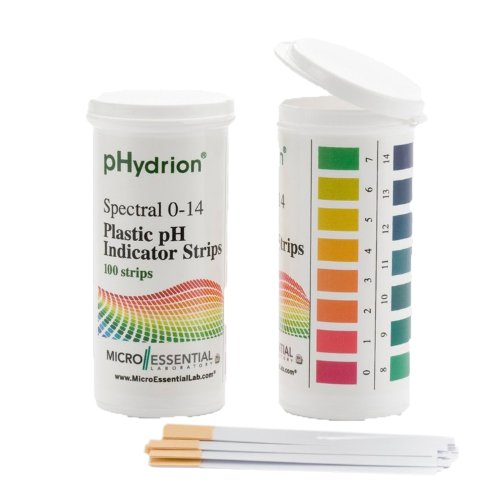 Micro Essential Lab 9800 Plastic pH Test Strips, 0.0 - 14.0 pH 1 Vial of 100 strips