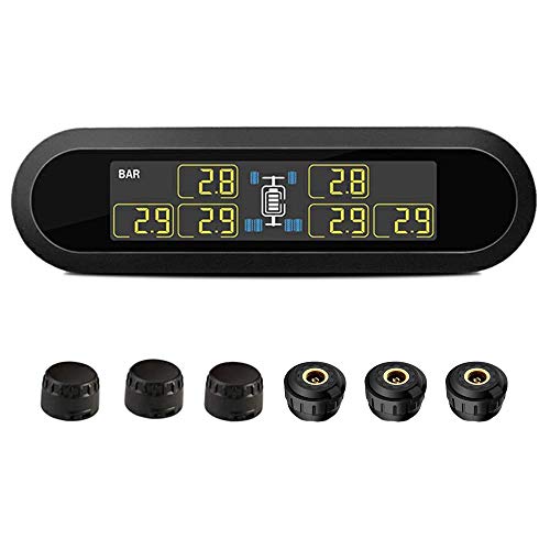 B-Qtech Wireless Solar Power TPMS Tire Pressure Monitoring System RV Truck TPMS with 6 Sensors for Car RV Truck Tow Motorhome Travel Trailer’s Pressure and Temperature (RV TPMS)