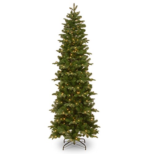 National Tree Company Pre-lit Artificial Christmas Tree | Includes Pre-strung White Lights | Prescott Pencil Slim - 7.5 ft