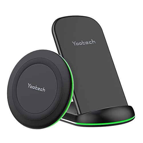 Yootech Wireless Charger, [2 Pack] Qi-Certified 10W Max Wireless Charging Pad Stand Bundle,Compatible with iPhone SE 2020/11/11Pro/11Pro Max/XR,Galaxy S20/Note 10/S10,AirPods Pro(No AC Adapter)