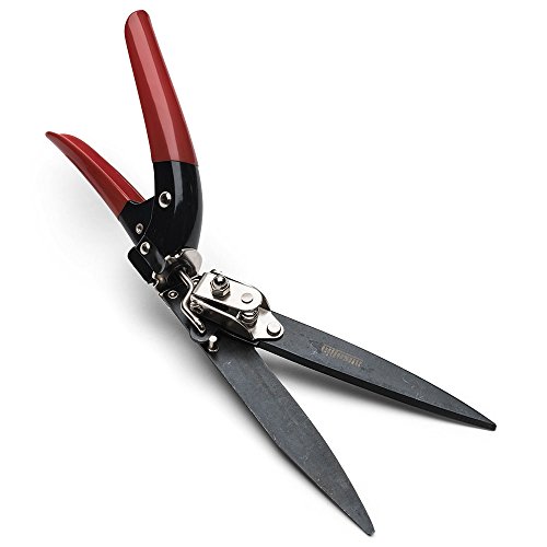 Kings County Tools Grass Trimming Shears | 5-1/4” Steel Blades | Rotating Handle for Angled Cuts | Strong Spring Mechanism | Simple & Secure Safety Lock | Made in Italy