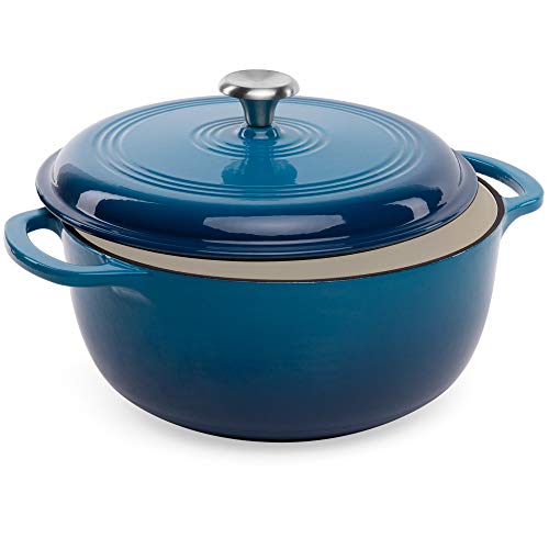 Best Choice Products 6qt Ceramic Non-Stick Heavy-Duty Cast Iron Dutch Oven w/Enamel Coating, Side Handles for Baking, Roasting, Braising, Gas, Electric, Induction, Oven Compatible, Blue