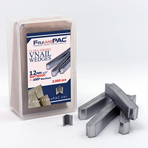 V Nails for Softwood Picture Frames - 12mm (1/2 Inch) - [3000 V-Nail Pack, Stacked] - AMP - Ultra Strong Vnail Wedges for Picture Framing - Joining Picture Frame Corners