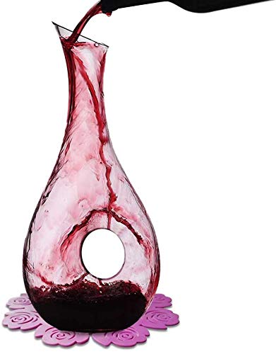 USBOQO HBS 1.2 Liters Lead-Free Premium Crystal Glass Red Wine Decanter, Clear