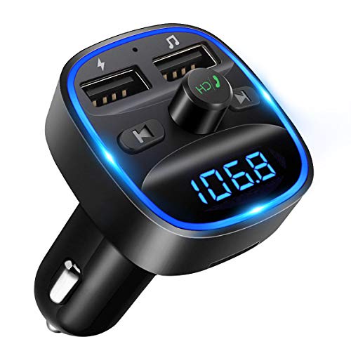 LENCENT FM Transmitter, Bluetooth FM Transmitter Wireless Radio Adapter Car Kit with Dual USB Charging Car Charger MP3 Player Support TF Card & USB Disk