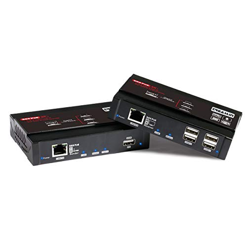 KVM Extender HDMI USB Over IP 4K@30Hz 4:4:4 Video, Webcam Extender, Supports Gigabit POE Network Switch,Support HDMI Audio 2CH/5.1CH/7.1CH/DTS/Dolby Format and USB 2.0 with Independent EDID Manageme