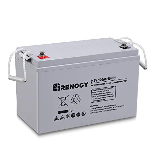 Renogy Deep Cycle AGM Battery 12 Volt 100Ah for RV, Solar Marine and Off-grid Applications, Gray, Model Number: RNG-BATT-AGM12-100