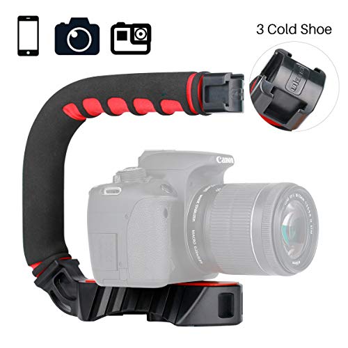 ULANZI U-Grip Pro Handheld Video Rig Steadicam with Triple Cold Shoe, Stabilizing Handle Grip Compatible for iPhone 11 Pro Max Xs 8 7 plus GoPro 8 7 6 5 Canon Nikon Sony DSLR Cameras