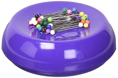 Grabbit Magnetic Sewing Pincushion with 50 Plastic Head Pins, Purple