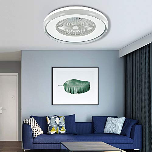 23.5-Inch Modern Fan Chandelier LED 3 Colors 3 Speed with Remote Control Ceiling Fan Ceiling Light Mute Suitable for Living Room, Bedroom, Dining Room (white and black) (23.5 inch white)