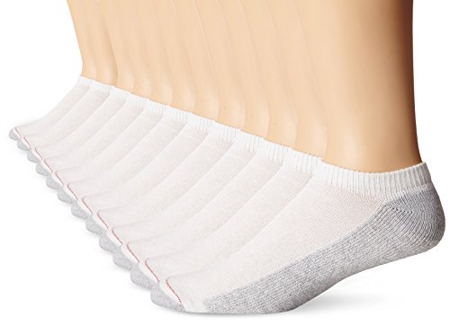 Hanes Men's FreshIQ No-Show Socks, 12 Pack, White, Shoe Size: 6-12