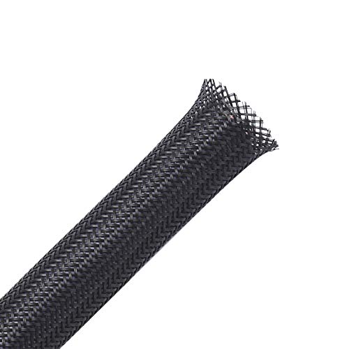 25ft - 1/4 inch PET Expandable Braided Sleeving – Black – Alex Tech Braided Cable Sleeve