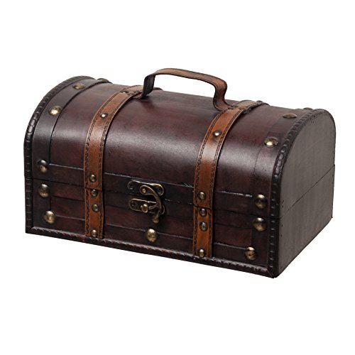 SLPR Treasure Decorative Box (Brown with Straps) | Old-Fashioned Antique Vintage Style for Birthday Parties Wedding Decoration Displays Crafts