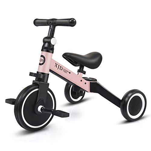 XJD 3 in 1 Kids Tricycles for 1-3 Years Old Kids Trike 3 Wheel Toddler Bike Boys Girls Trikes for Toddler Tricycles Baby Bike Trike Upgrade 2.0, Pink