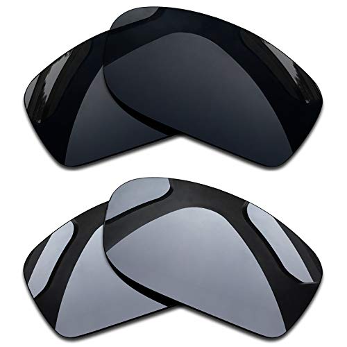 Shadespa Polarized Replacement Lenses for Oakley Fives Squared Sunglasses - Jade Black + Silver Frost