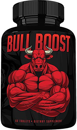 Bull Boost Testosterone Booster for Men - Enlargement Supplement - Increase Size, Strength, Stamina - Energy Enhancing, Mood, Endurance Boost - Natural Male - 1 Month Supply - Made in USA