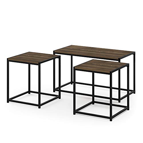 FURINNO Camus Modern Living Room Table Set, Columbia Walnut