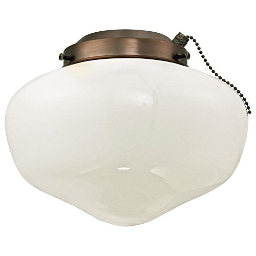 Westinghouse Lighting 7781700 Schoolhouse Indoor/Outdoor 4-Inch Fitter Ceiling Fan Light Kit, Oil Brushed Bronze with White Opal Glass Shade