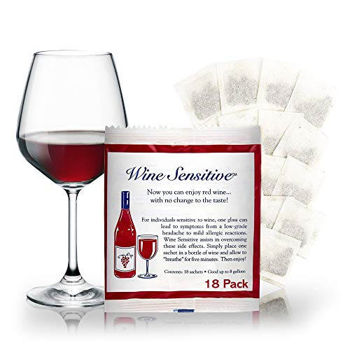 Wine Sensitivity Filter (18-Pack) Wine Purifier Packets - Natural Sulfite Removing Ingredients Prevention Purifier Wine Filters Stops Red Wine Headaches