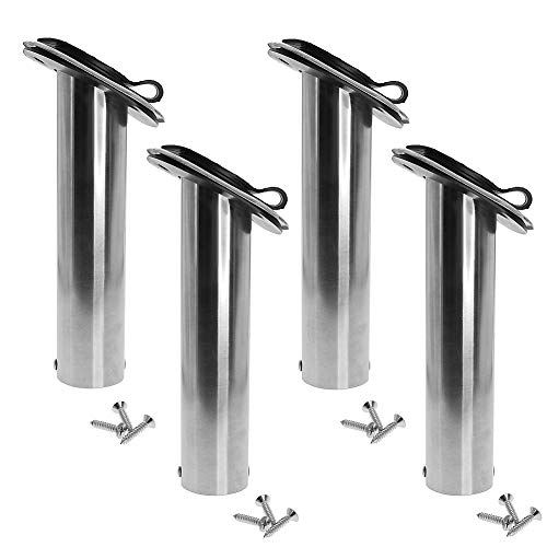 Croch 4 Pack of Stainless Steel Rod Holders Rubber with Cap, Liner, Gasket(30 Degree)