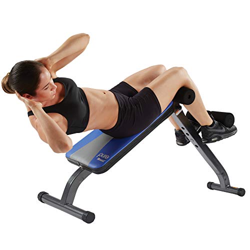 Pure Fitness Adjustable Ab Crunch Sit-Up Bench for toning and training, Foldable and Adjustable Design