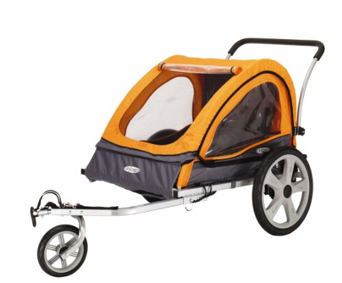 Instep Quick-N-EZ Double Tow Behind Bike Trailer, Converts to Stroller/Jogger, Orange