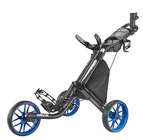 CaddyTek CaddyLite EZ Version 8 3 Wheel Golf Push Cart - Foldable Collapsible Lightweight Pushcart with Foot Brake - Easy to Open & Close