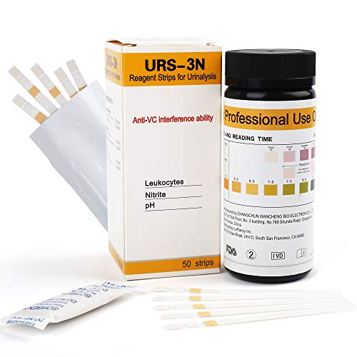 UTI Test Strips, 50 Urine Test Strips, 3-in-1 Urinary Tract Infection Test Strips for Leukocytes, Nitrite and PH Test, Accurate Results in 1 Minute