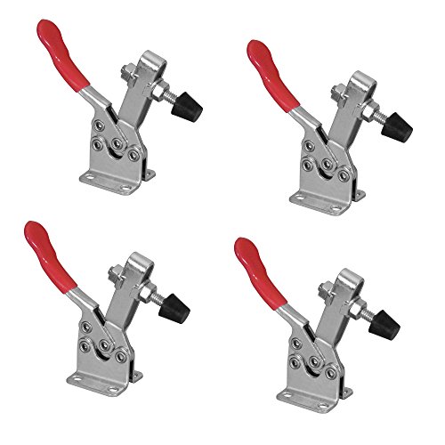 POWERTEC 20327 Quick Release Horizontal Toggle Clamp w Rubber Pressure Tip - Hold Down Hand Tool 300 lb Holding Capacity, 201B -4PK