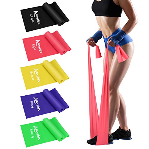 Allvodes Exercise Bands for Working Out, Resistance Bands Set with 5 Resistance Levels, Skin-Friendly Elastic Bands with Carrying Pouch for Home Workout, Strength Training, Yoga, Pilates