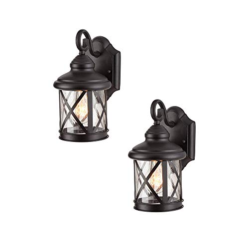 NOMA 2-Pack Outdoor Wall Lantern | Waterproof Outdoor Down-Facing Exterior Lights for Front Door, Backyard, Garage, Patio or Décor | Black Finish with Clear Glass Panels, 2-Pack