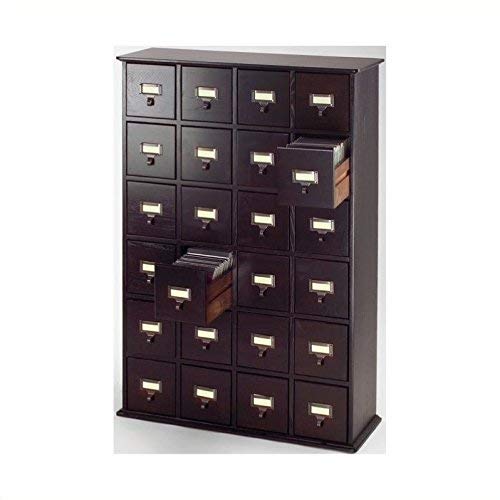 Leslie Dame Solid Oak Library ard File Media Cabinet, 24 Drawers, Espresso