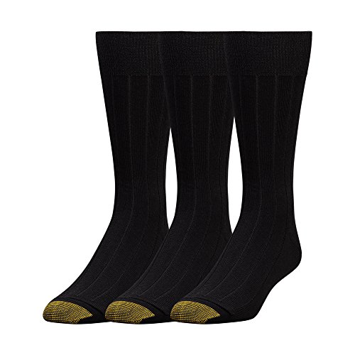 Gold Toe Men's Hampton Socks, 3 Pairs, Black, Shoe Size: 6-12.5