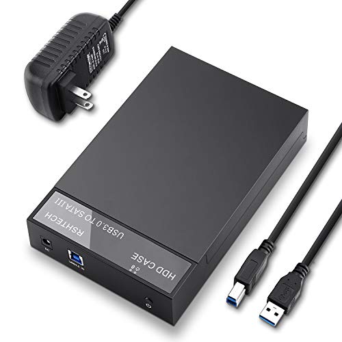 RSHTECH Hard Drive Enclosure USB 3.0 to SATA External Hard Drive Docking Station for 3.5 inch SATA I/II/III HDD SSD Up to 12TB Support UASP (Black)