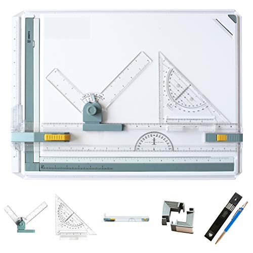 Frylr Inch A3 Drawing Board Drafting Table Multifunctional Drawing Board Table with Clear Rule Parallel Motion and Angle Adjustable Measuring System